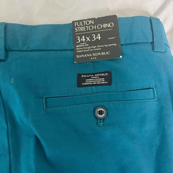 Banana Republic Men's Fulton Chino Skinny Fit Pants Teal 34 x 34 NWT $65 MSRP - Picture 9 of 9